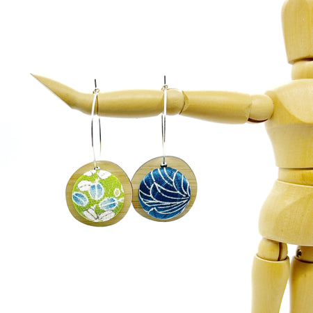 Double Sided Pebble Earrings - Green and Blue