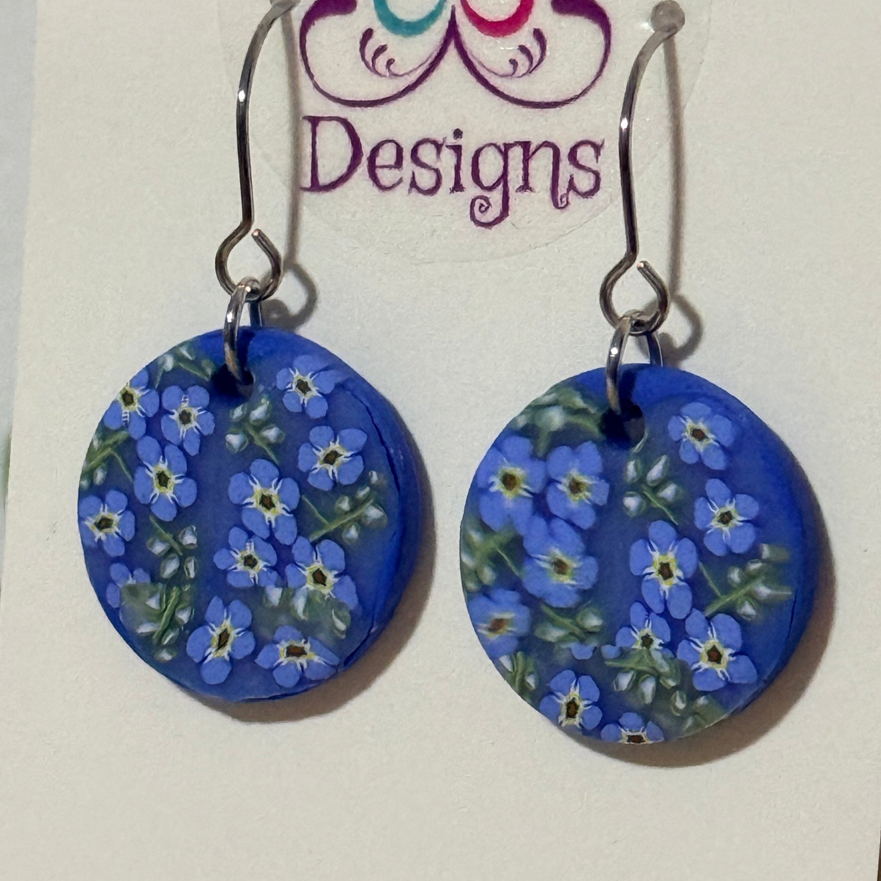 Forget-Me-Not Floral Polymer Clay Statement Earrings | Lightweight Botanical Dangle Jewellery