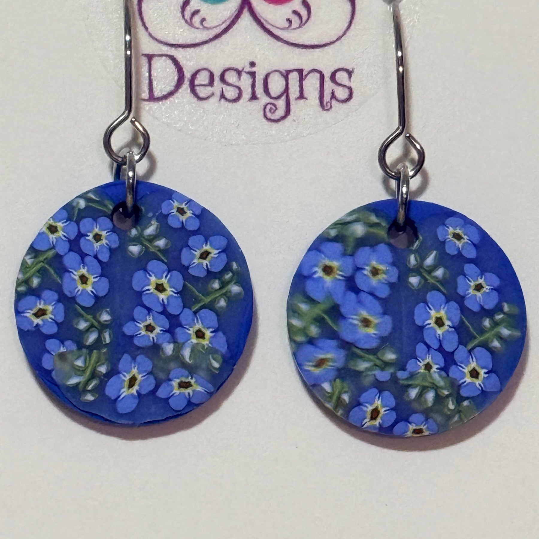 Forget-Me-Not Floral Polymer Clay Statement Earrings | Lightweight Botanical Dangle Jewellery