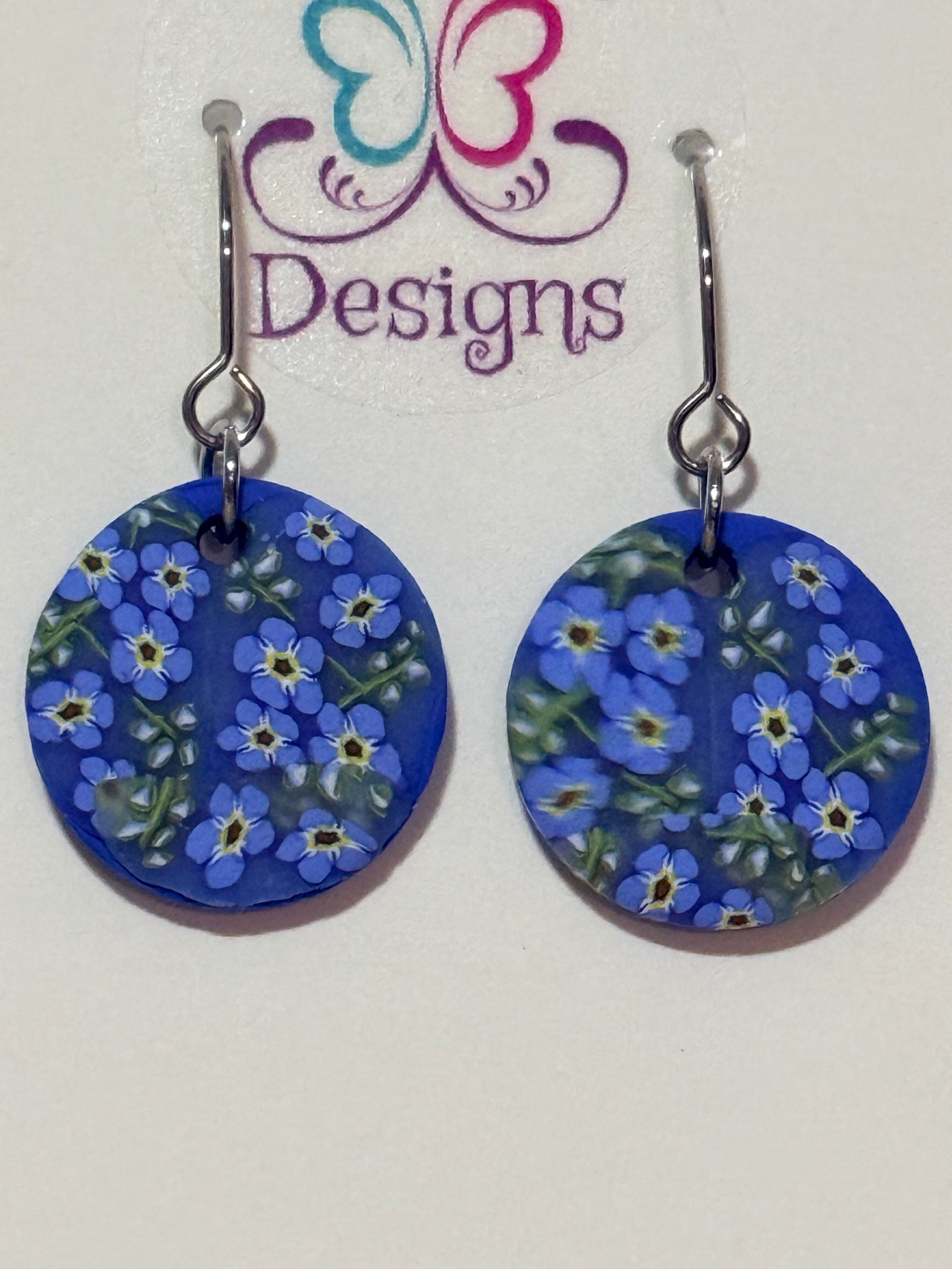 Forget-Me-Not Floral Polymer Clay Statement Earrings | Lightweight Botanical Dangle Jewellery