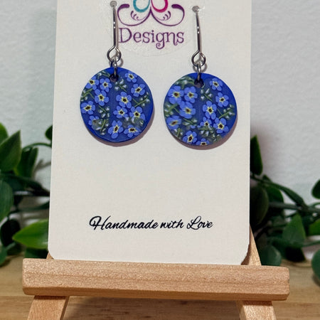 Forget-Me-Not Floral Polymer Clay Statement Earrings | Lightweight Botanical Dangle Jewellery