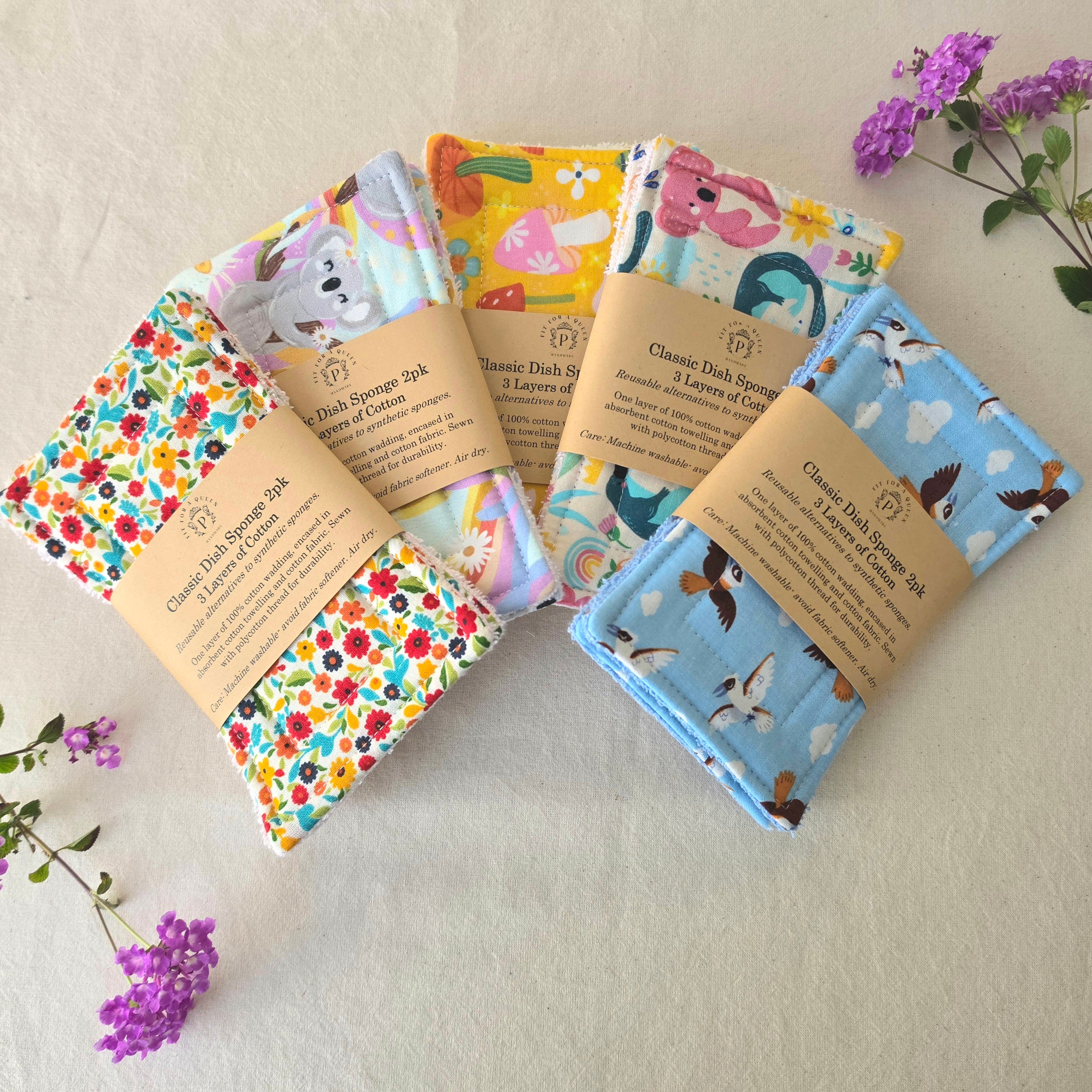 Classic 3 Layer Reusable Cotton Sponges 2pk