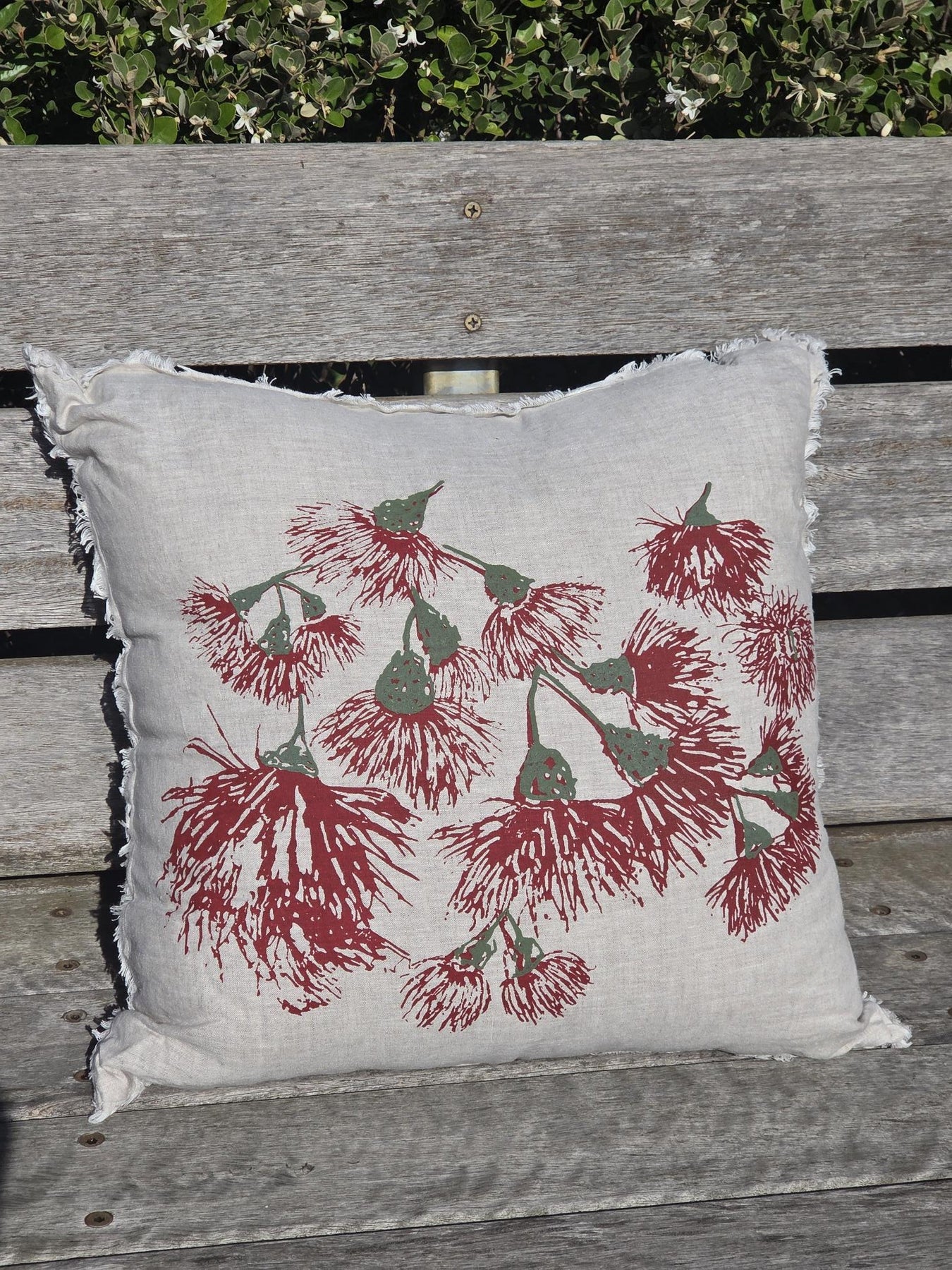 Red WildFire Blossoms Festive French Linen cushion covers