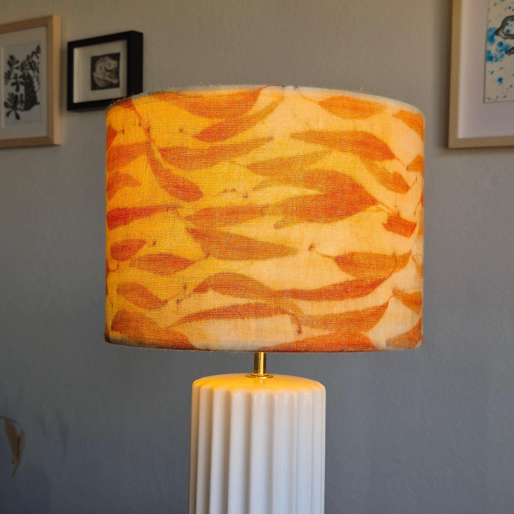 Lampshade large horizontal eucalyptus leaves