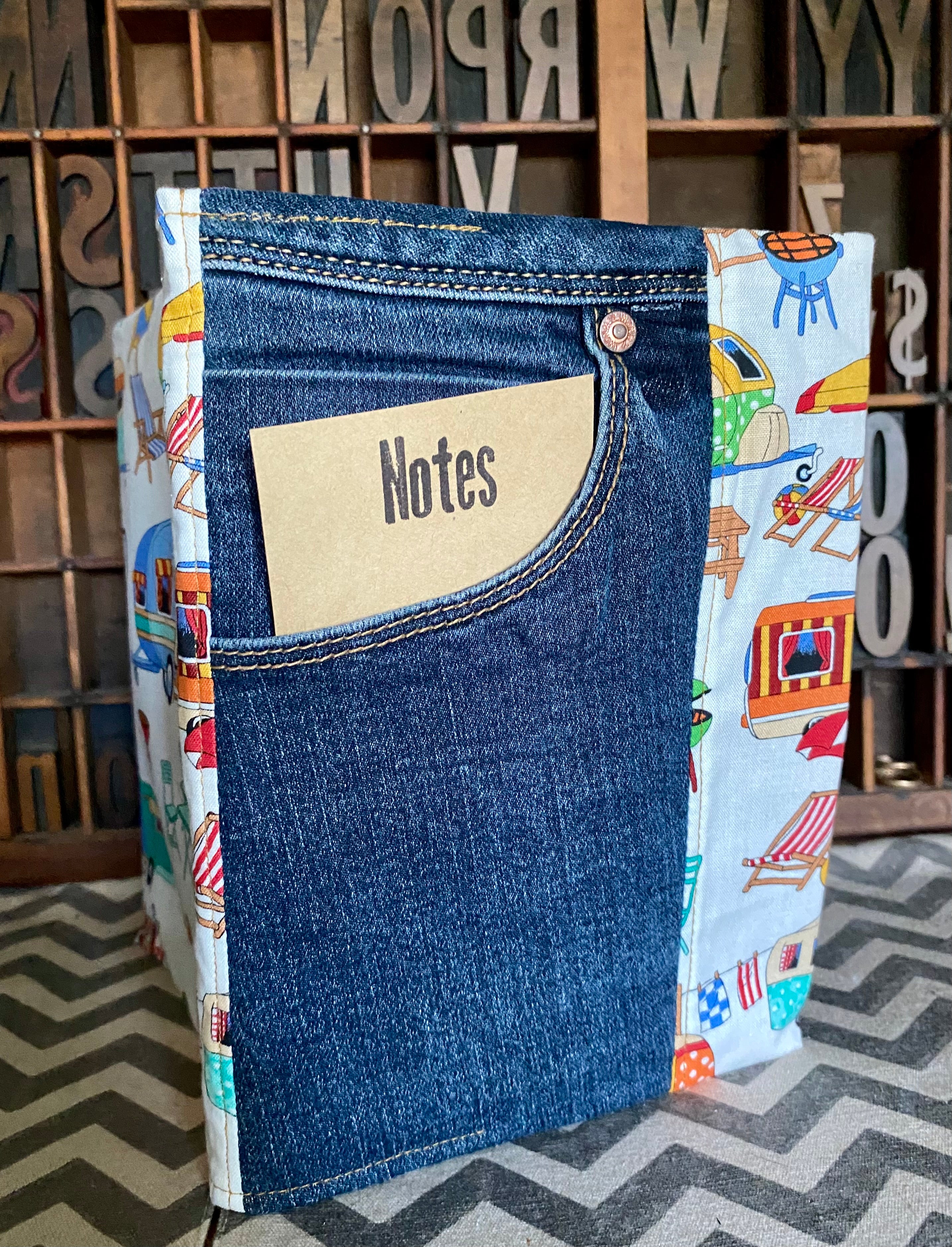 A5 Upcycled Denim Notebook - Caravans