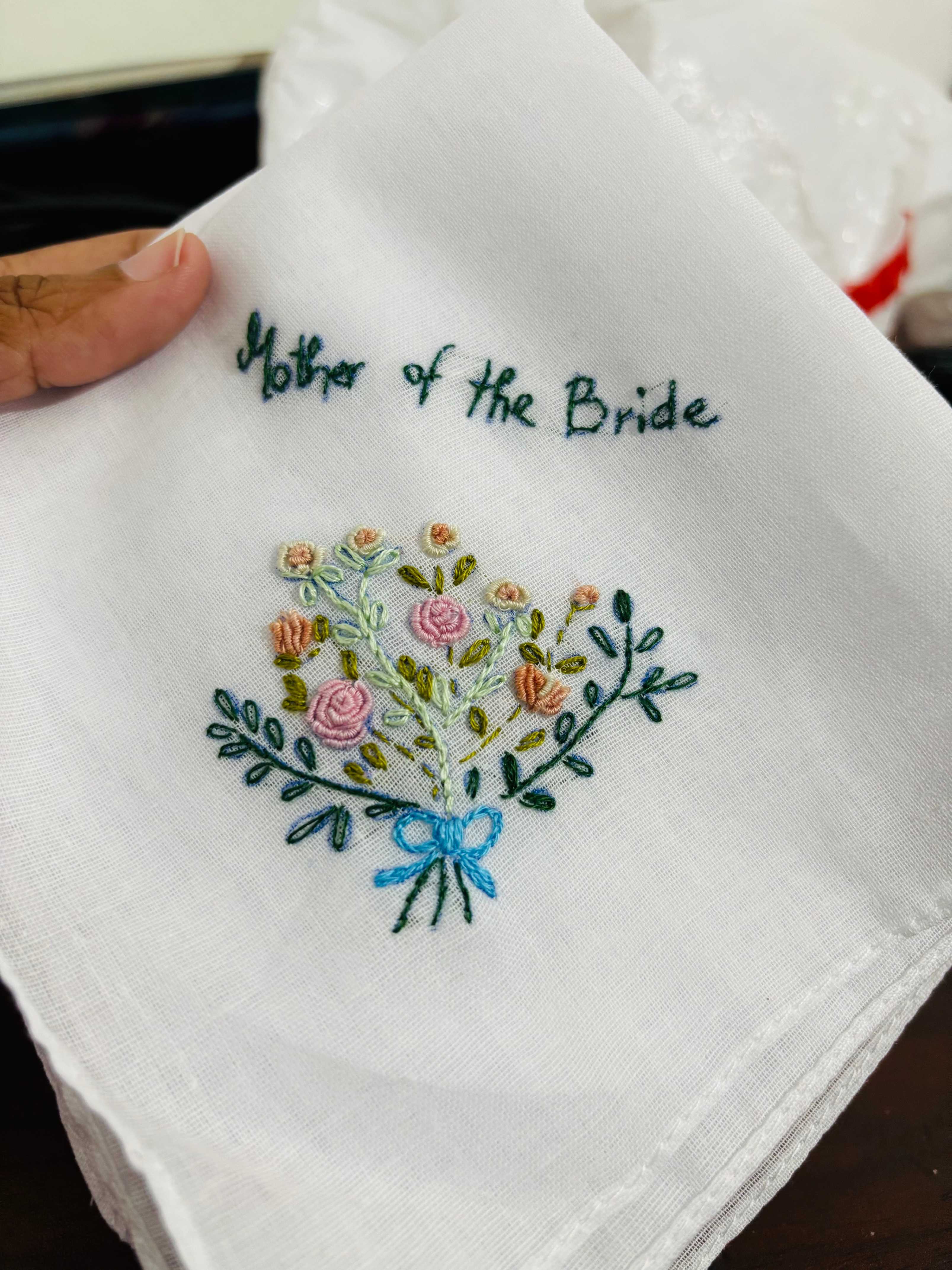 Set of 3 Personalized Hand Embroidered Handkerchiefs