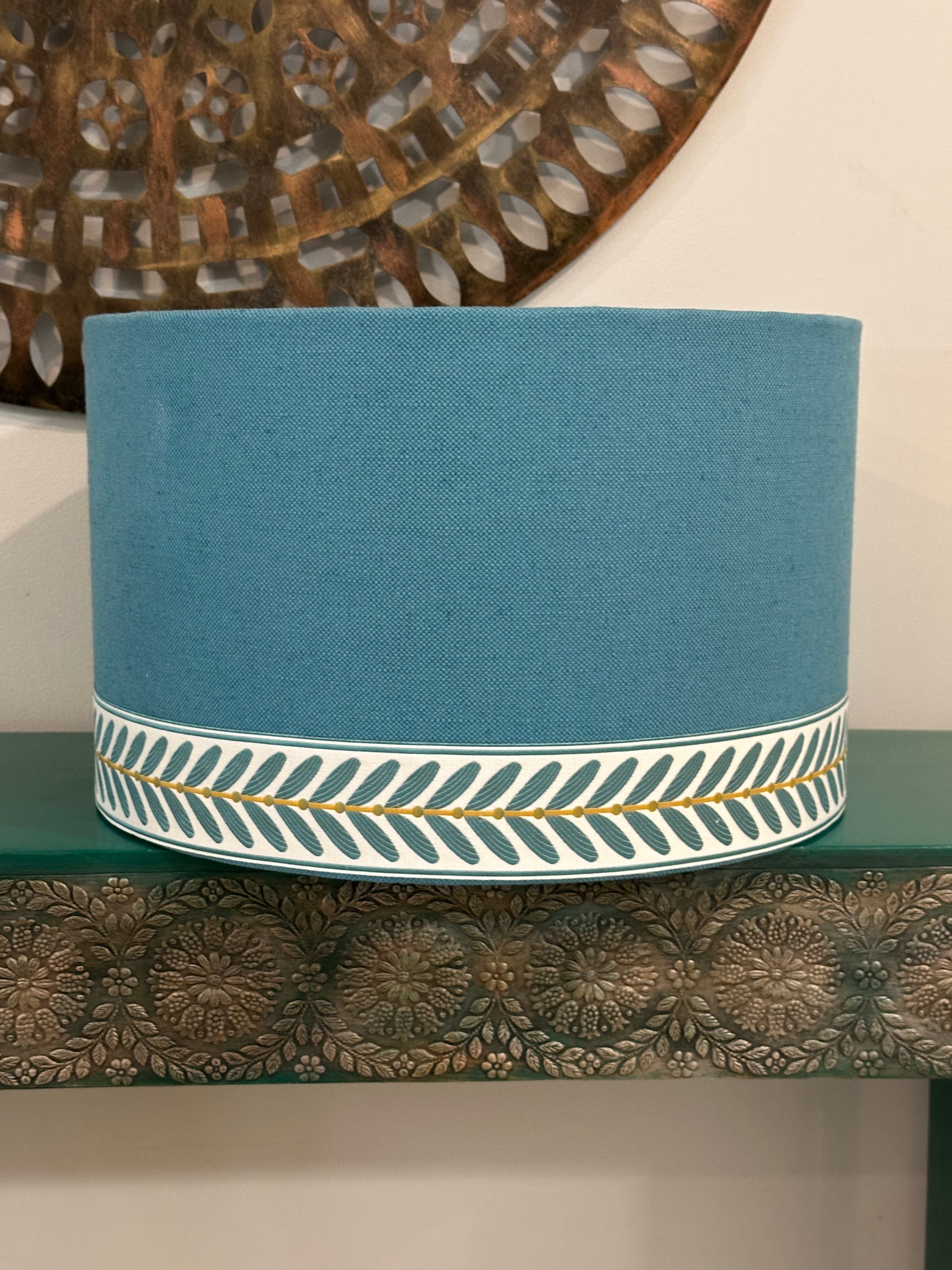 Seaside Coastal Drum Lampshade with trim
