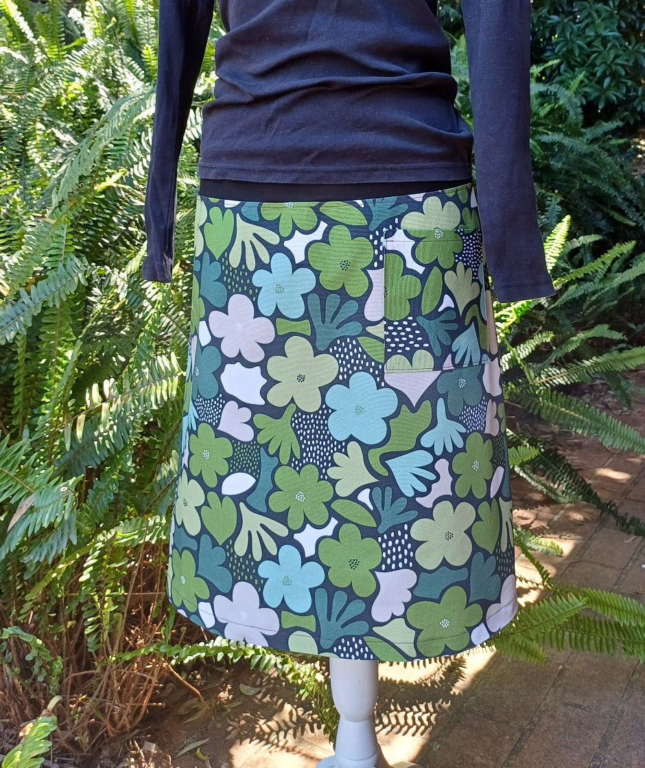 Fun Flower Skirt in Greens and Blue