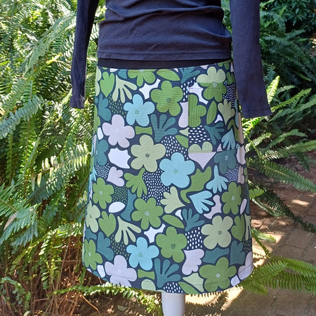 Fun Flower Skirt in Greens and Blue