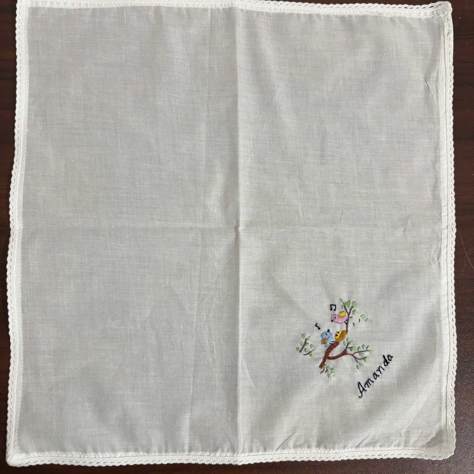 Set of 3 Personalized Hand Embroidered Handkerchiefs