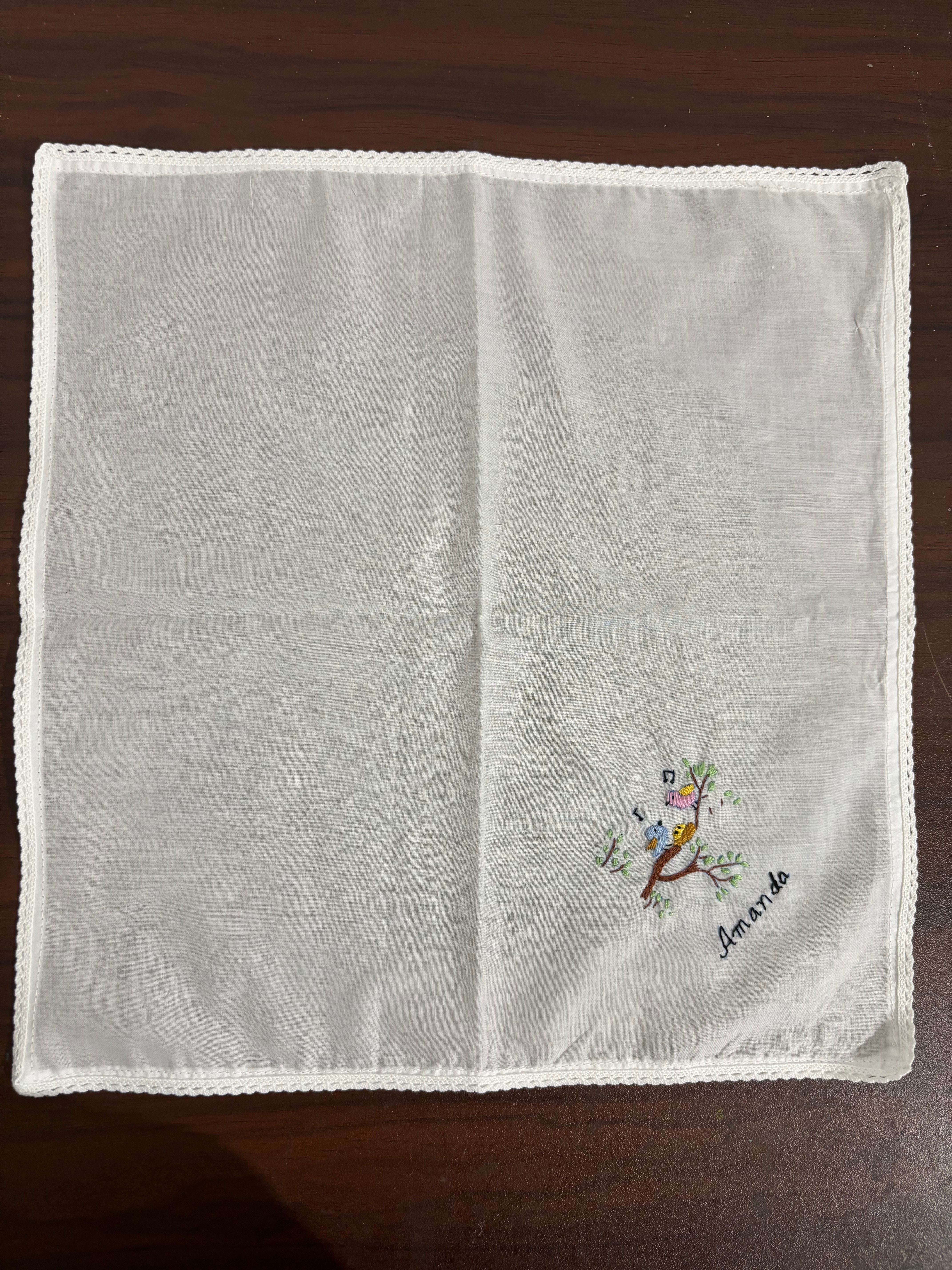 Set of 3 Personalized Hand Embroidered Handkerchiefs