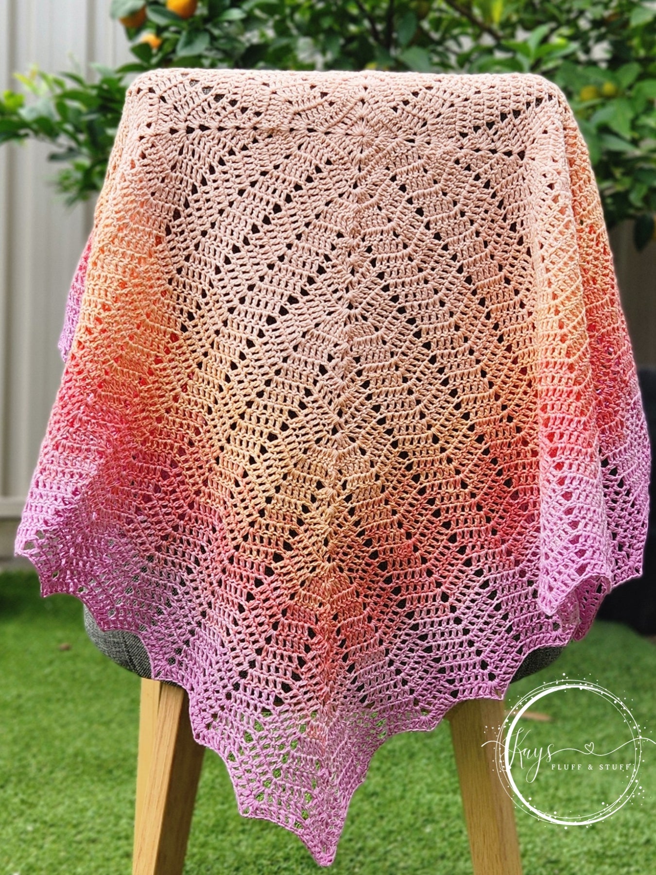 Crochet Peach to Pink Ombre Baby Blanket