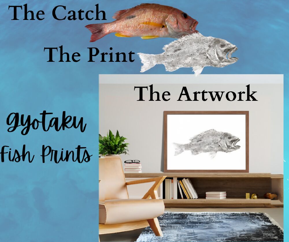 Gyotaku Fish Print Wall Art - Snapper Tail