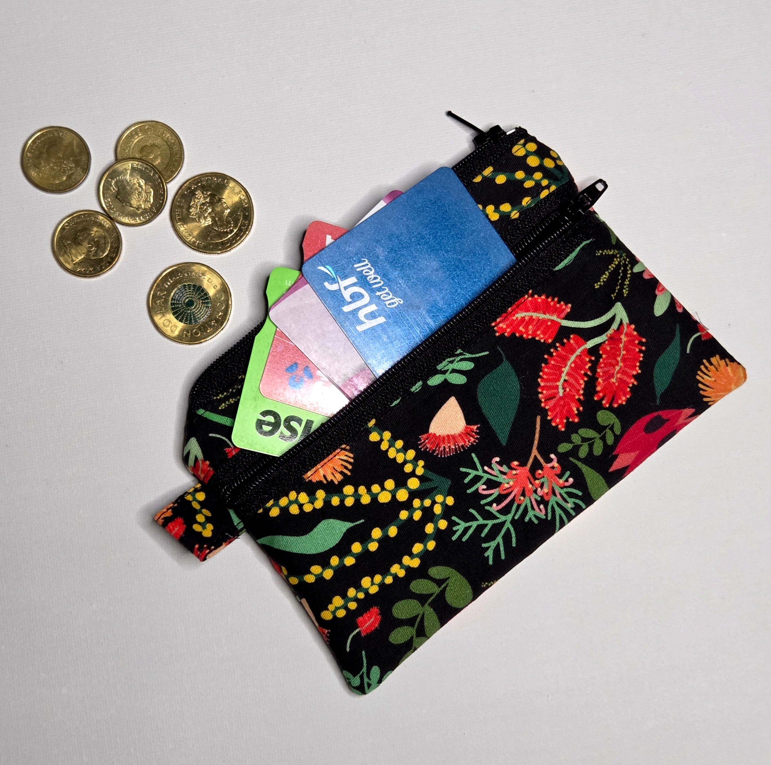 Small Double Pocket Pouch in wildflower fabric