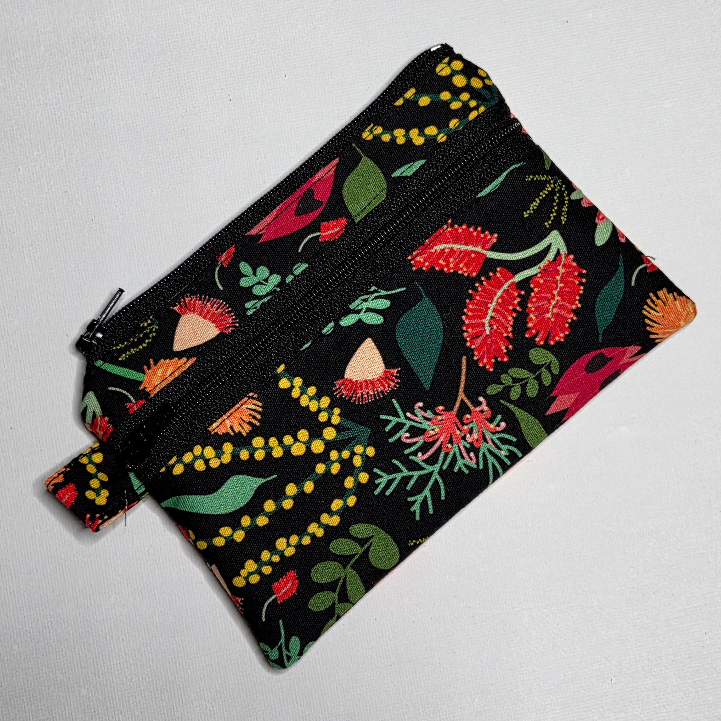 Small Double Pocket Pouch in wildflower fabric