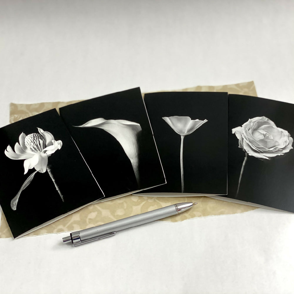 4 blank greeting card pack with pen