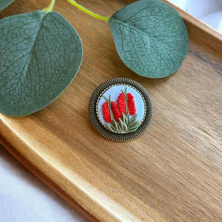 Callistemon bottlebrush brooch