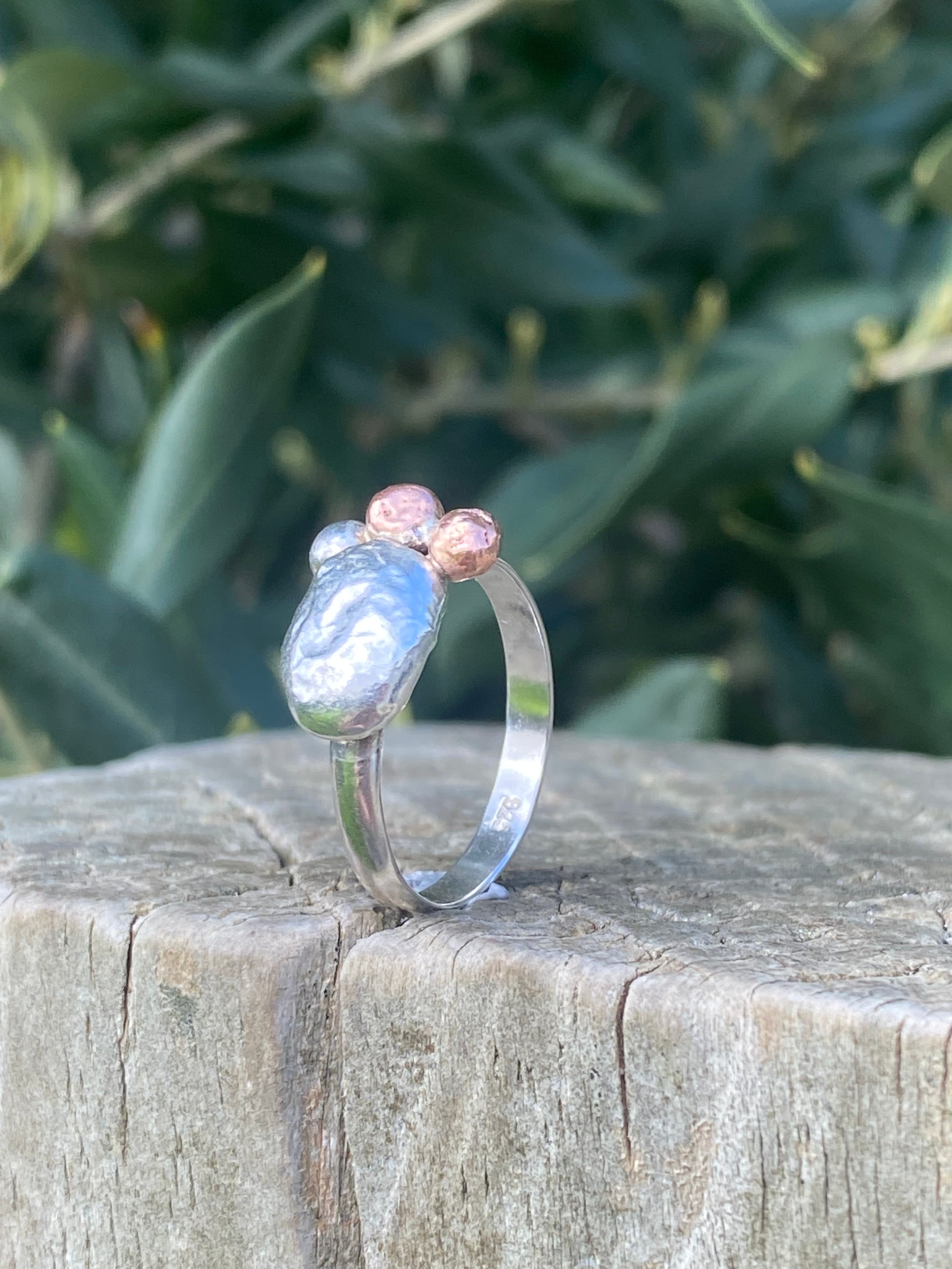 Gather Ring – Sterling Silver &amp; Copper – Size P