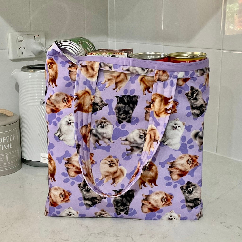 Grocery Tote ... Pomeranian ... Lined with storage pouch