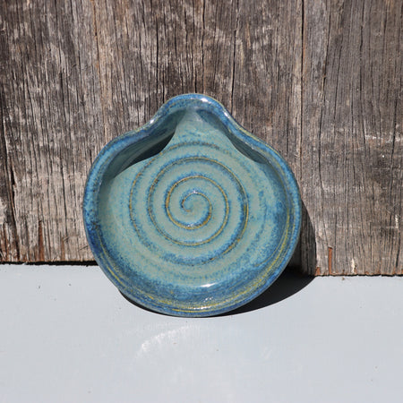 Stoneware Spoon Rest: Speckled blue green