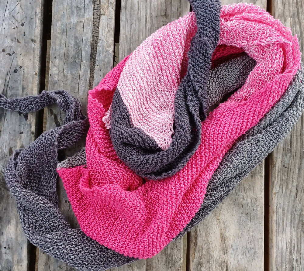 Knitted Scarf Pink and Grey - Celadon