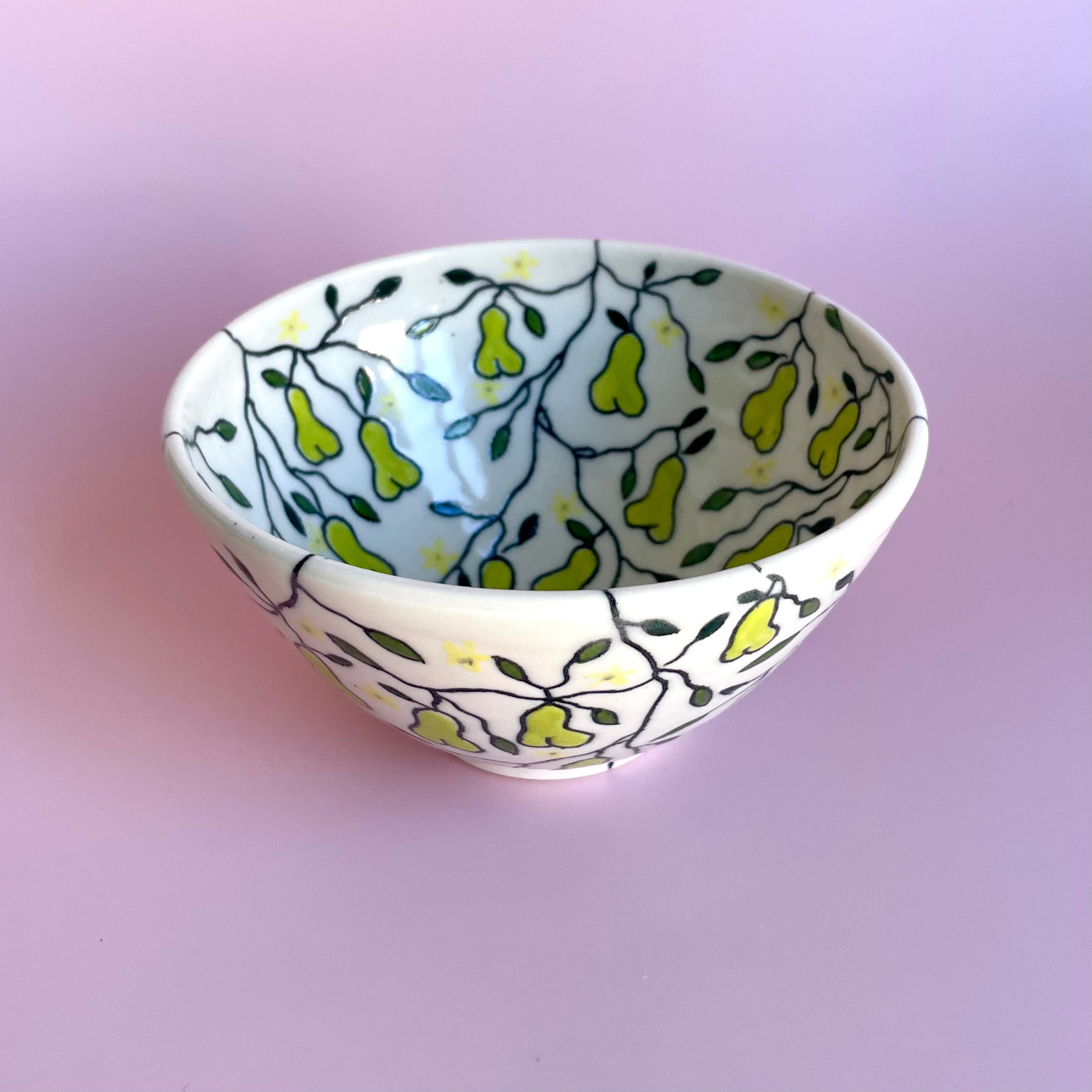 Small porcelain bowl with pear design