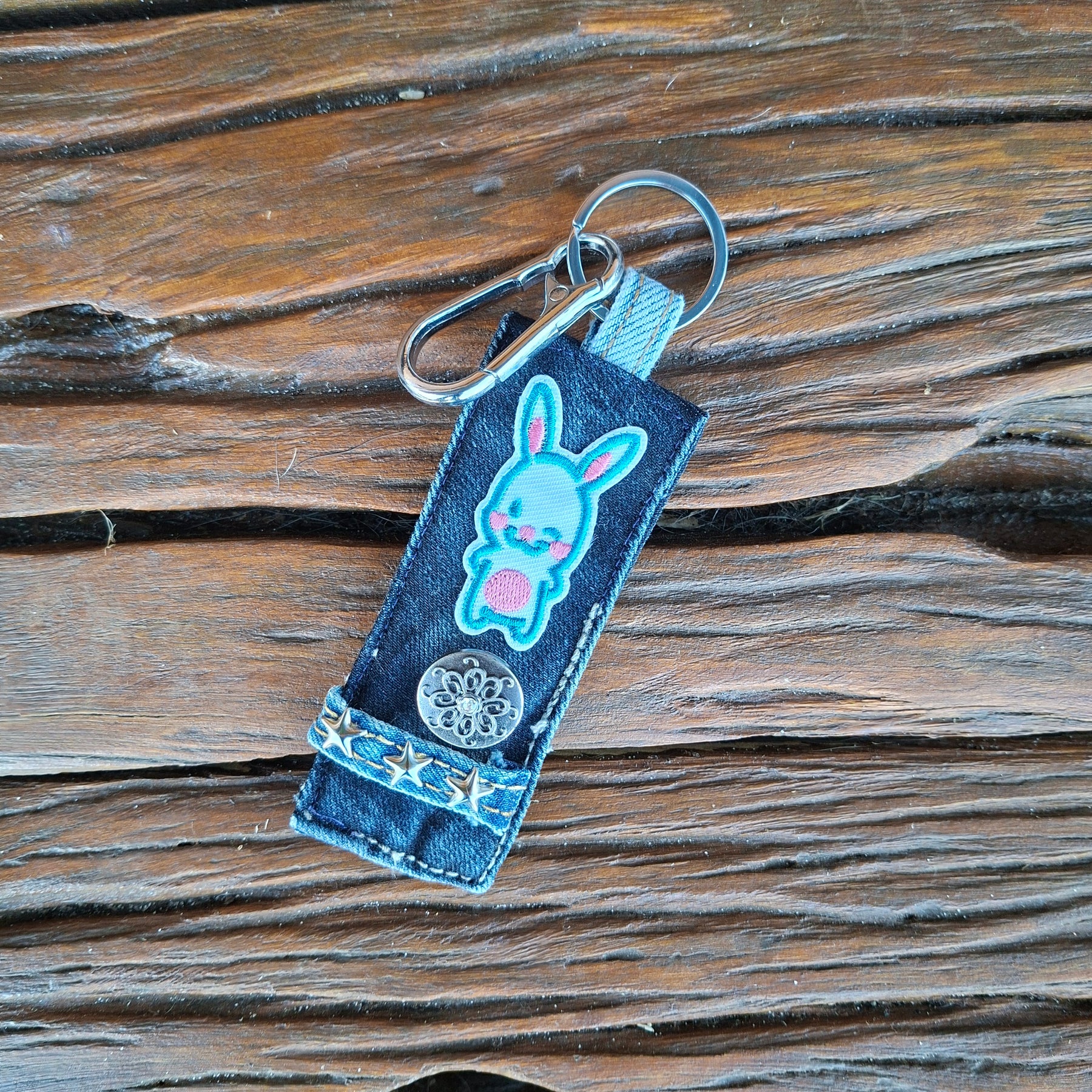 Funky Recycled Denim Key Rings