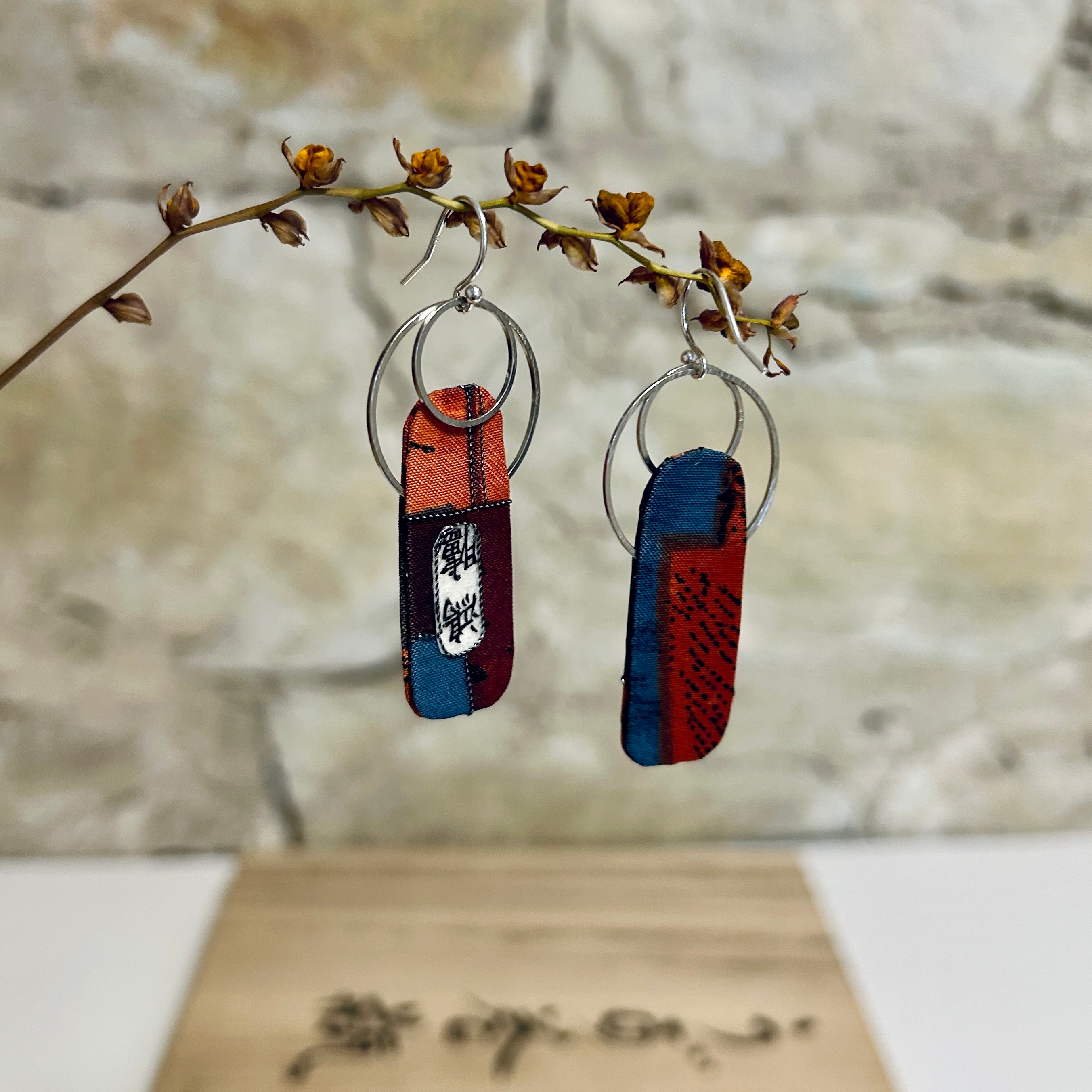 Earrings Autumn Coloured Textile - EC-595