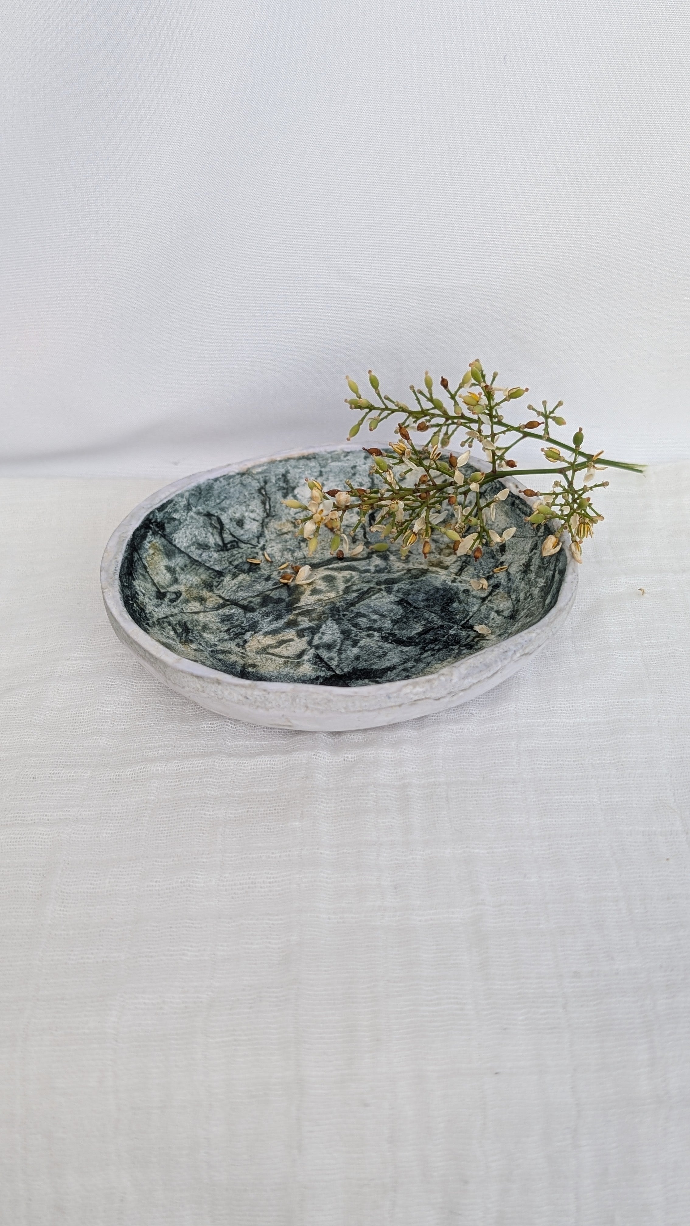 Handmade Paper Clay Bowl – Decorative Catchall – Sustainable Paper Anniversary Gift