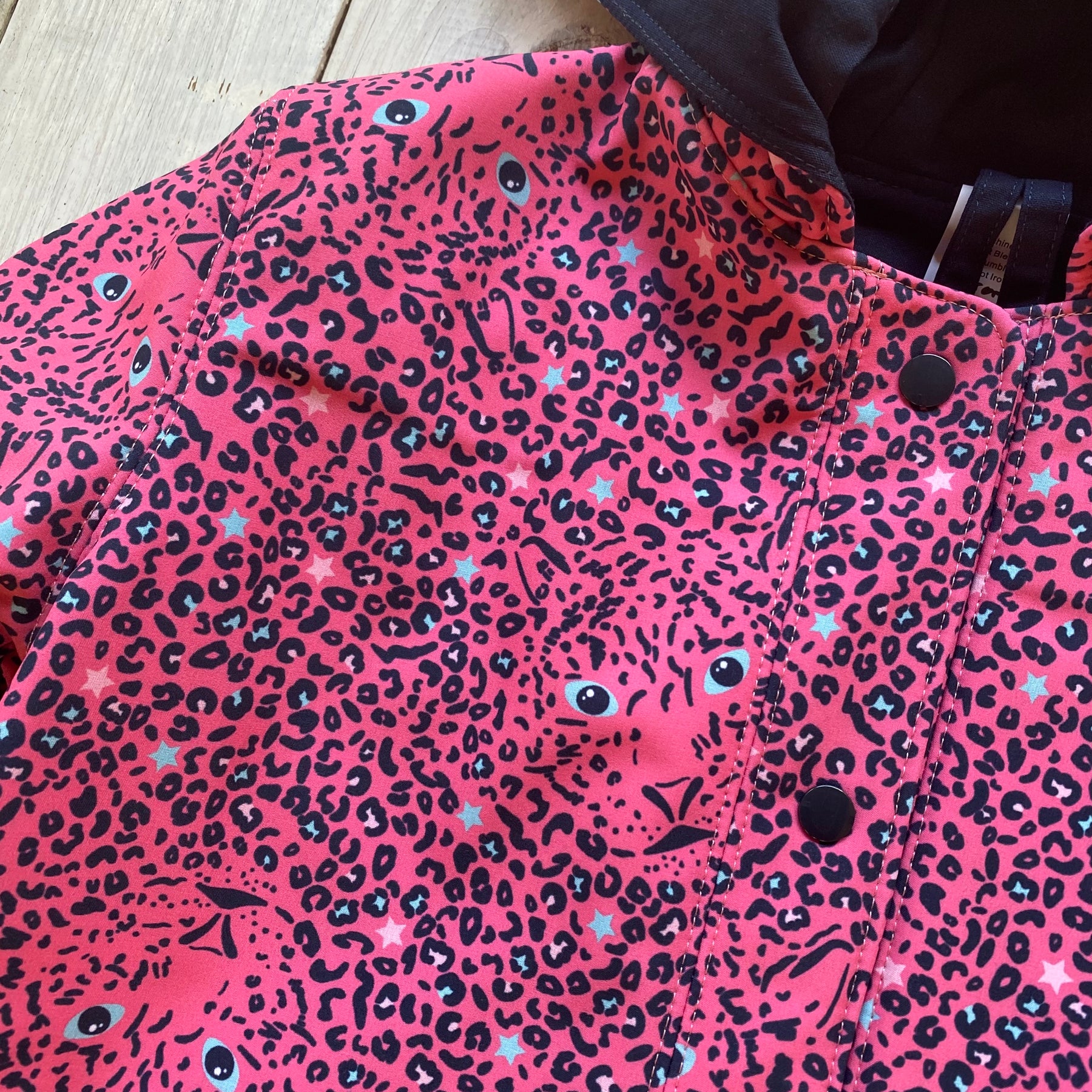 Showerproof Leopard Print on Pink Hooded Jacket size 6