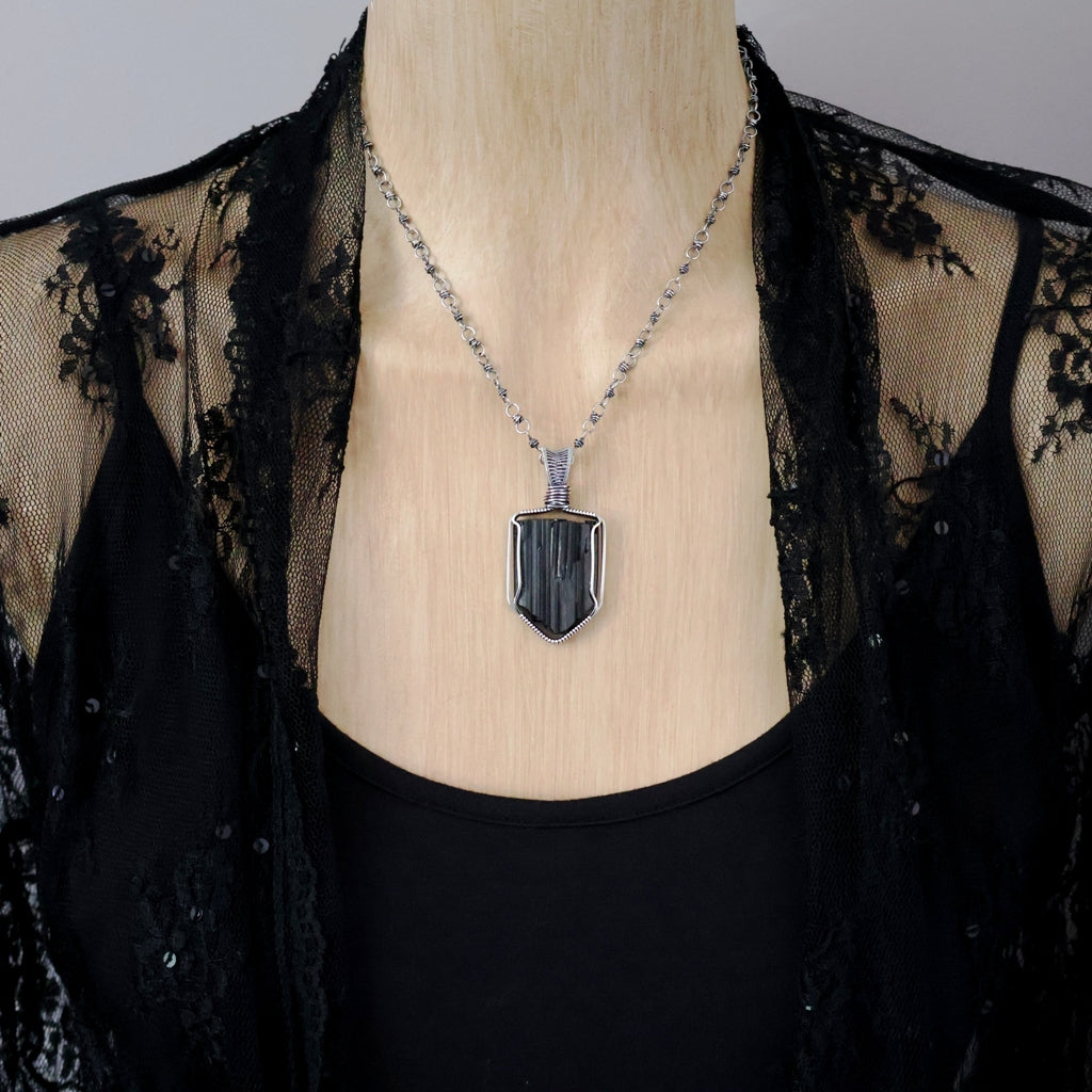 Sterling Silver Black Tourmaline Pendant ~ Talisman of Protection and Purification
