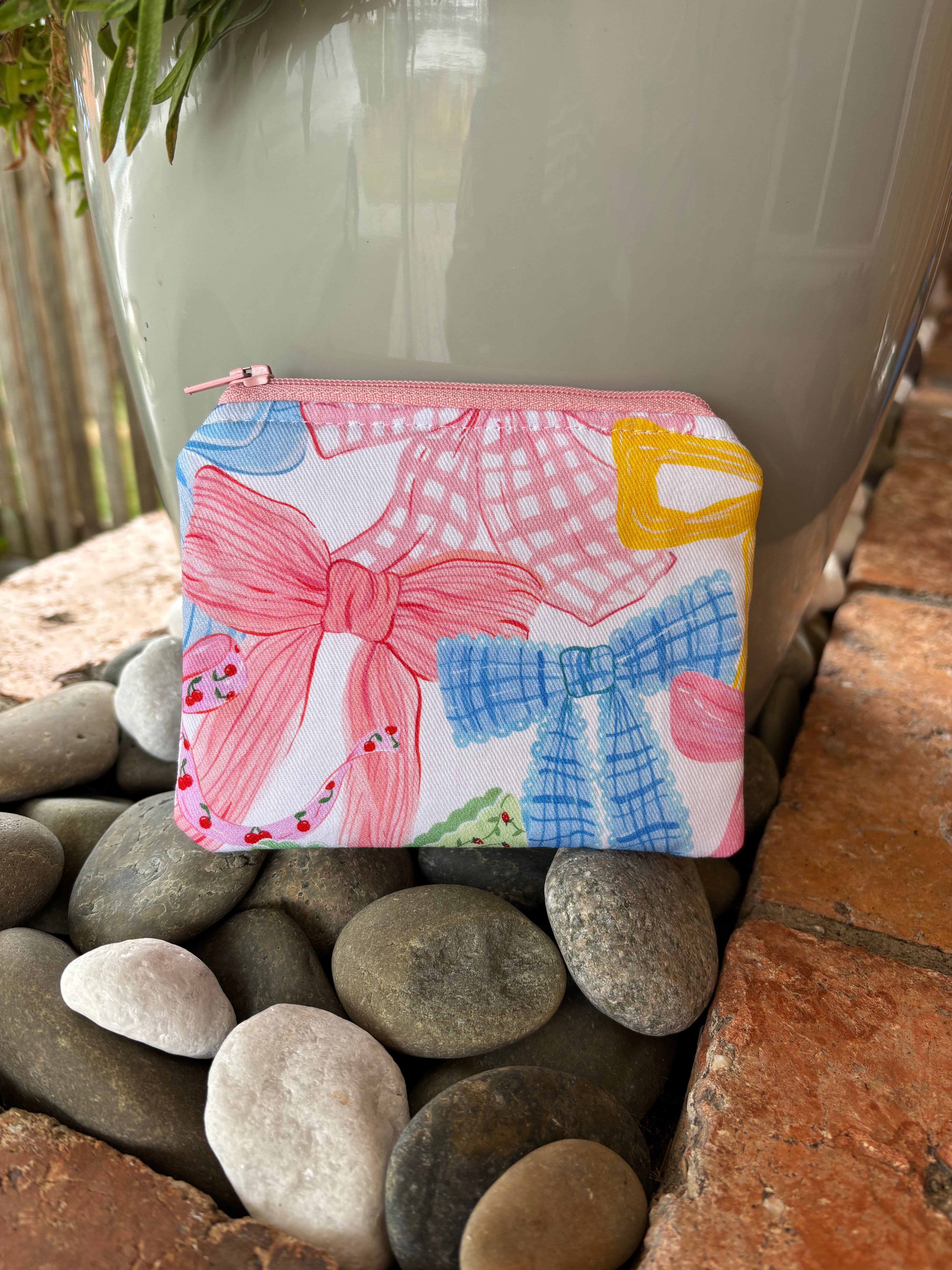 Small Handmade Fabric Zipper Pouch – Coin Purse & Mini Essentials Organiser