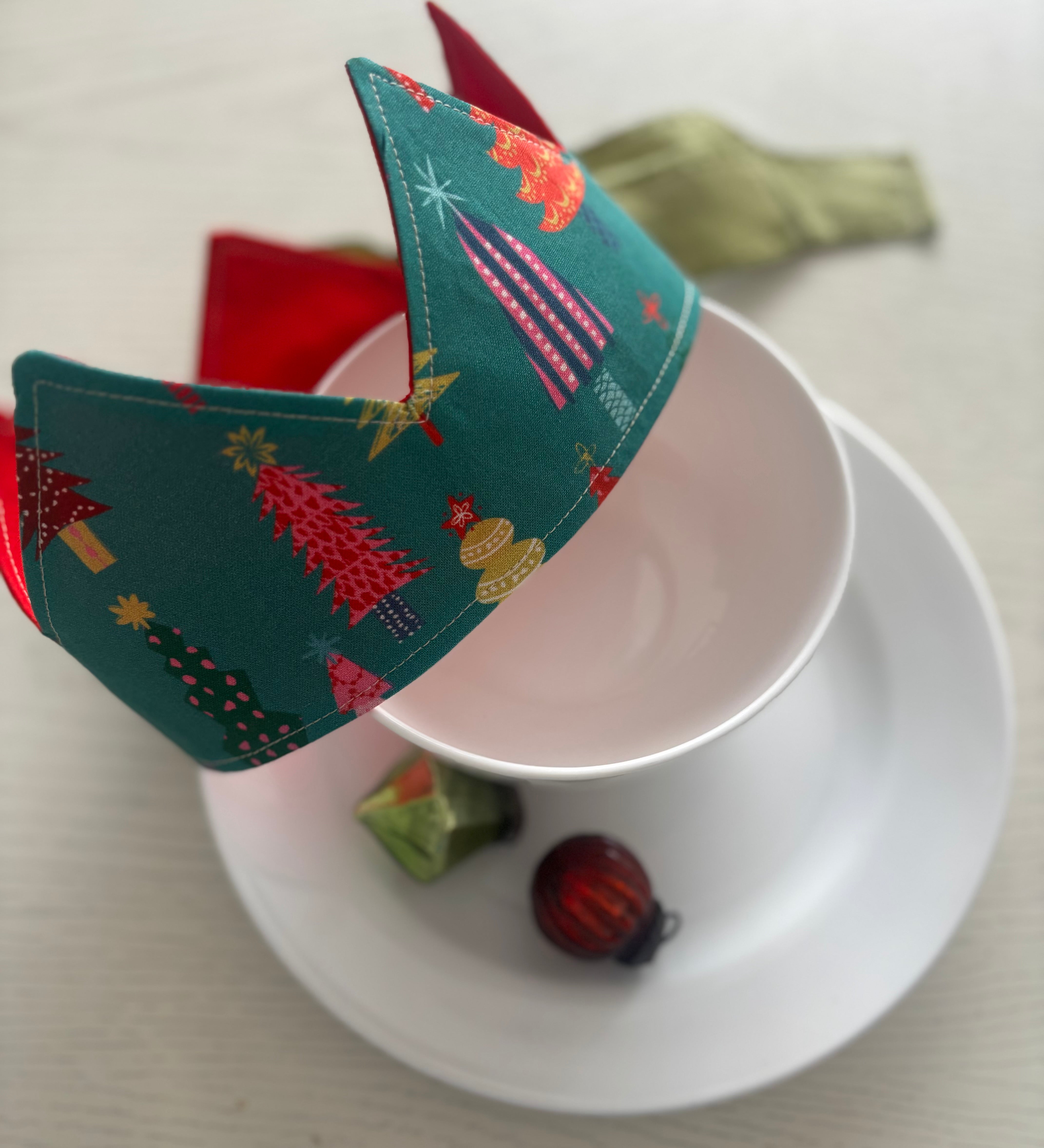 Fabric Christmas Crown For Christmas Dinning And Parties