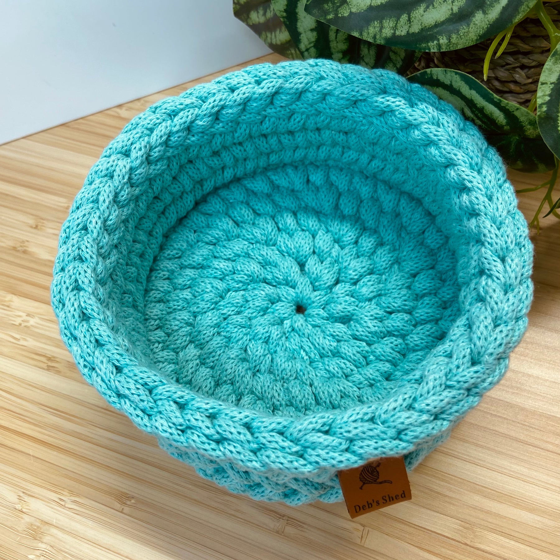 Crochet Basket - Round - Cotton Cord - Chevron