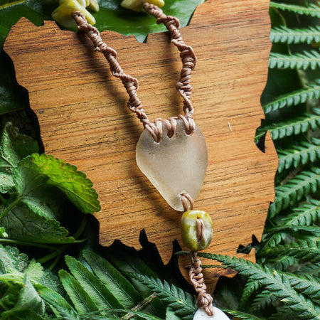 Handcrafted Macramé Necklace with Scottish Stones & Sea Glass – A Unique Piece of Coastal Beauty!