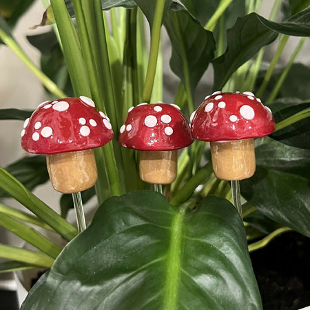 'Stephanie' polymer clay toadstool house plant companions (on removable sticks)