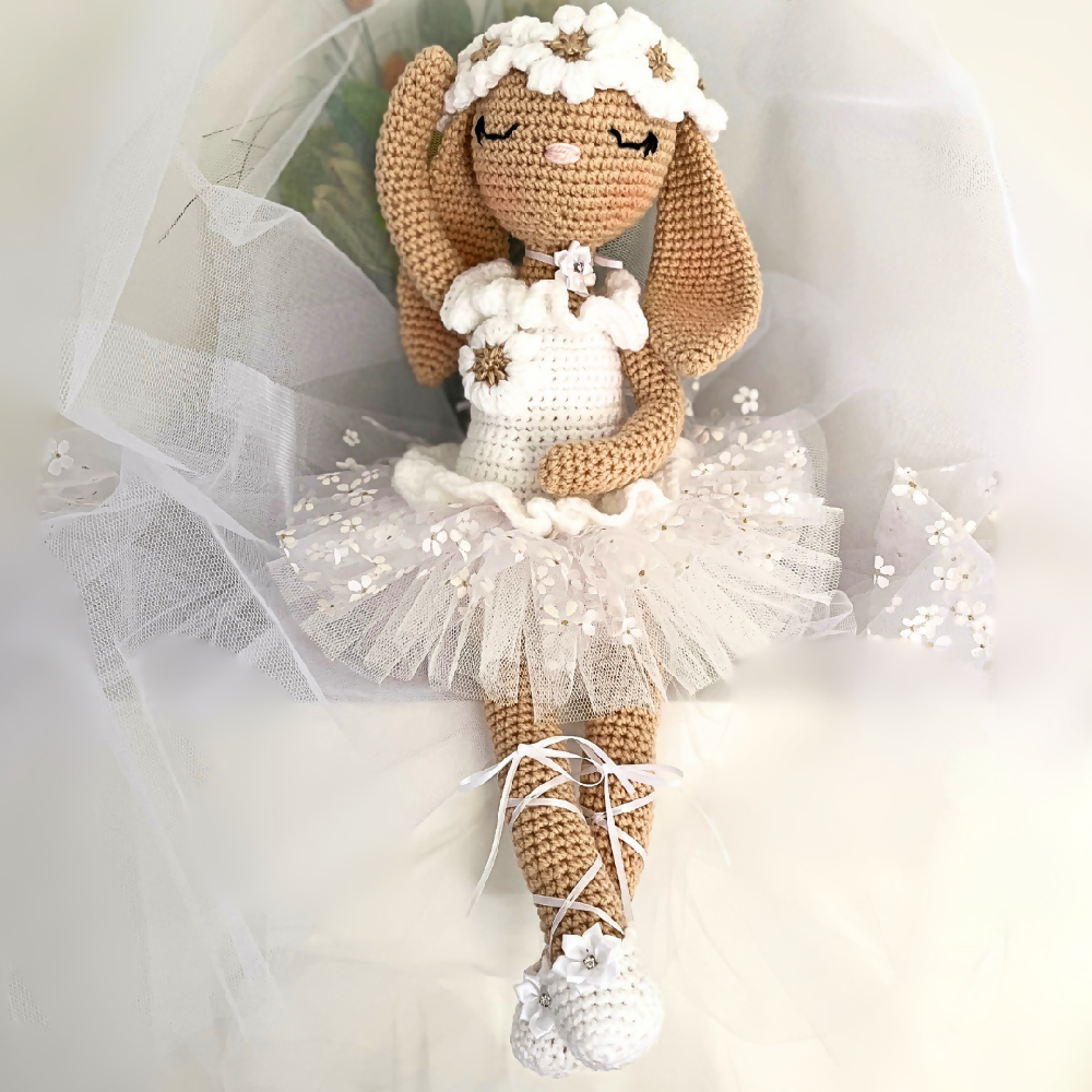 Crochet Bunny Doll, Crochet Ballerina Soft Doll