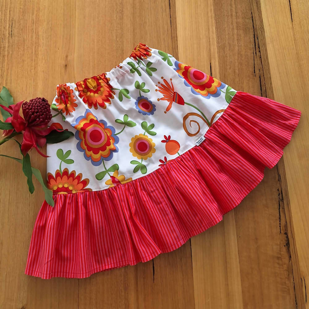 Handmade Girls Ruffle Trim Skirt | Size 3 or 6 years