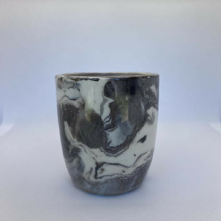 Black & White Hand Crafted Ceramic Marbled Coffee Mug 250ml