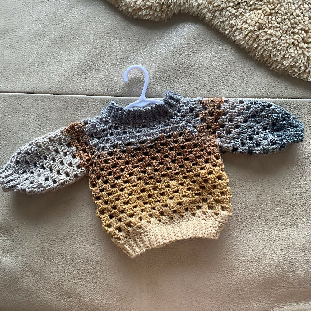 Baby Jumper, Earth Toned Crochet Granny Stitch Jumper