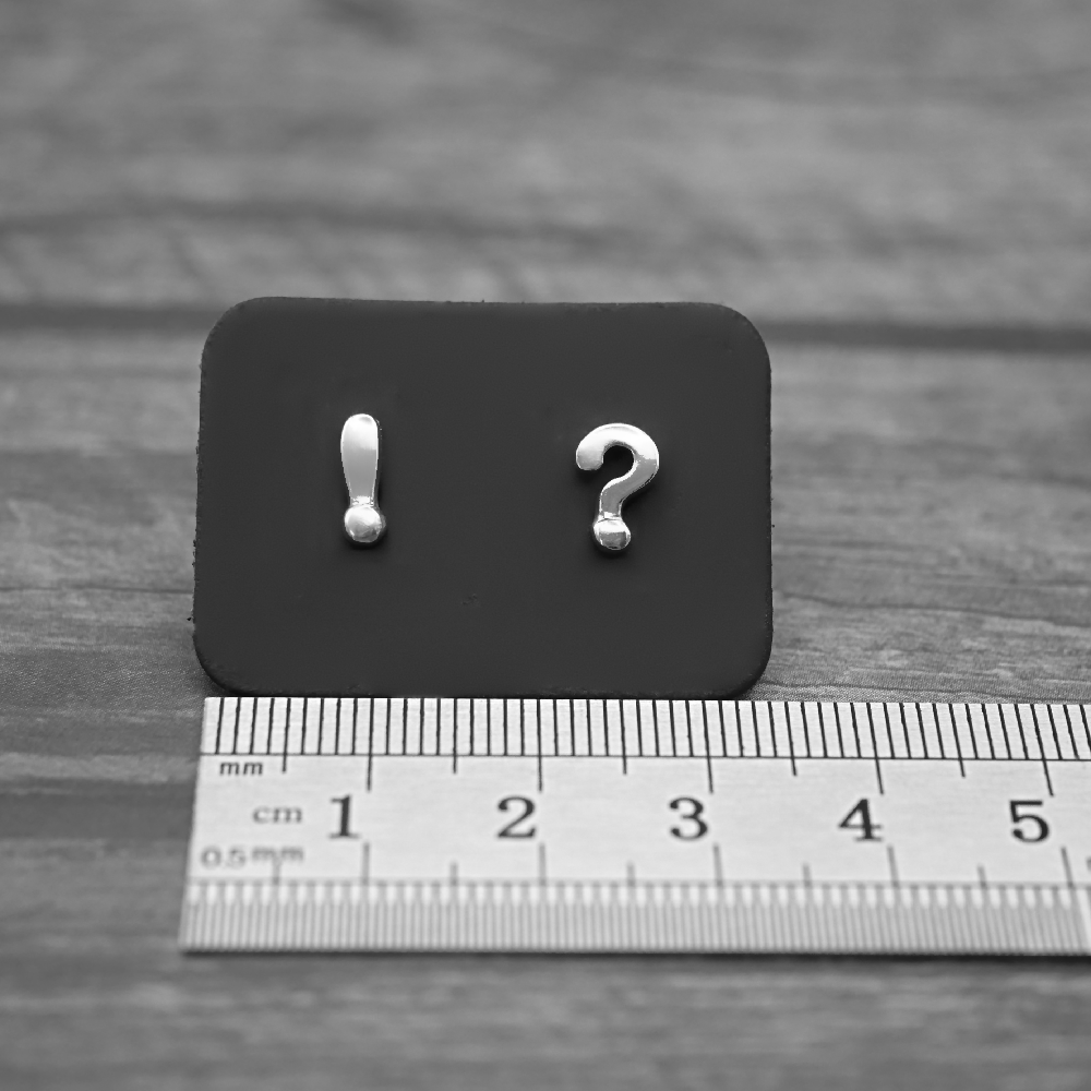punctuation studs sterling silver ruler card cms sml