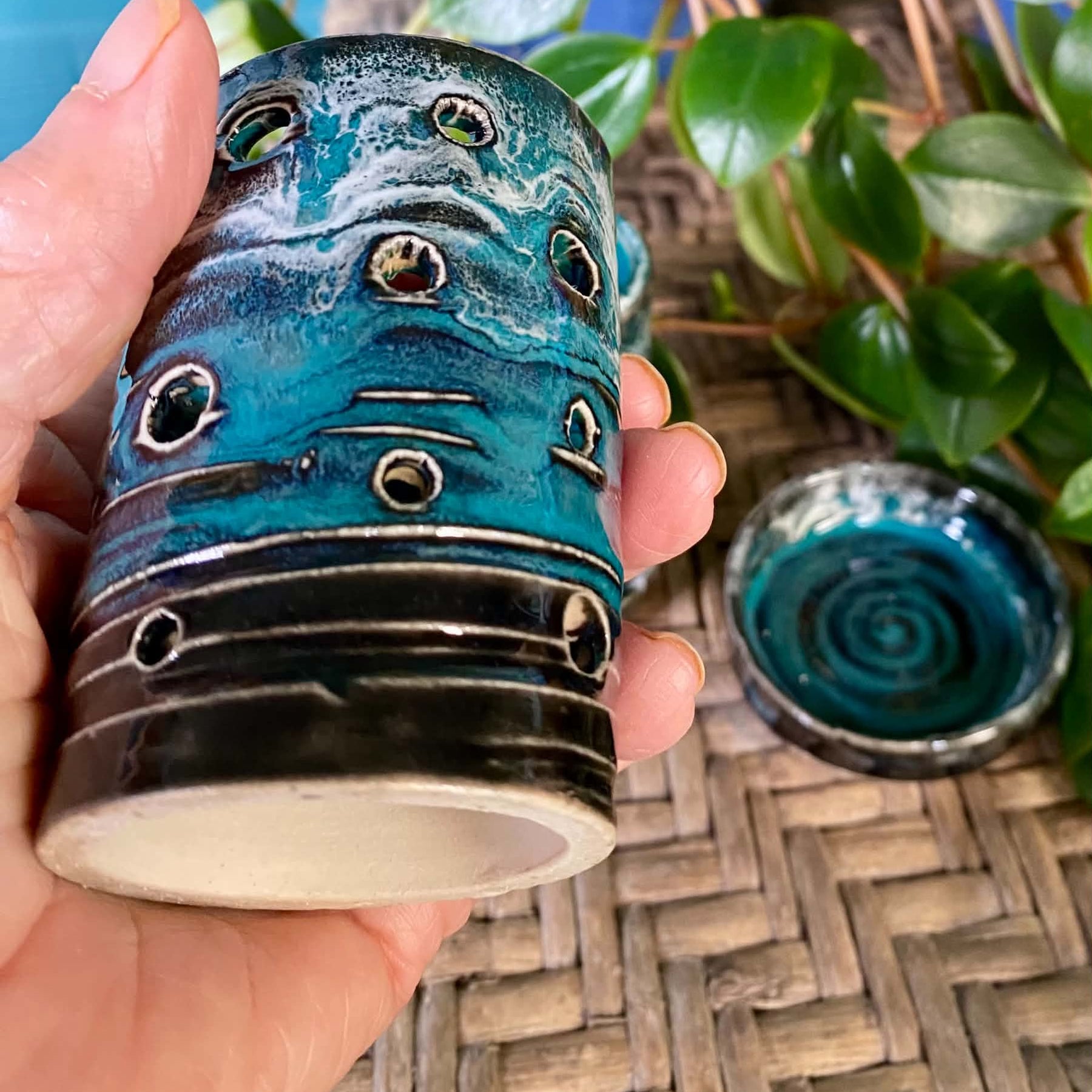 Tea light candle holder turquoises