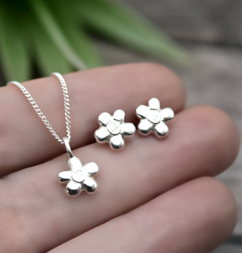 Tiny Flower Gift Set - Handmade Sterling Silver Jewellery