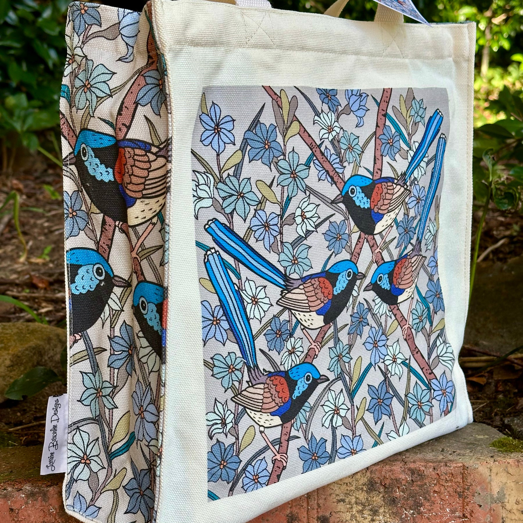 Fairy Wrens Canvas art tote bag - carry or over shoulder