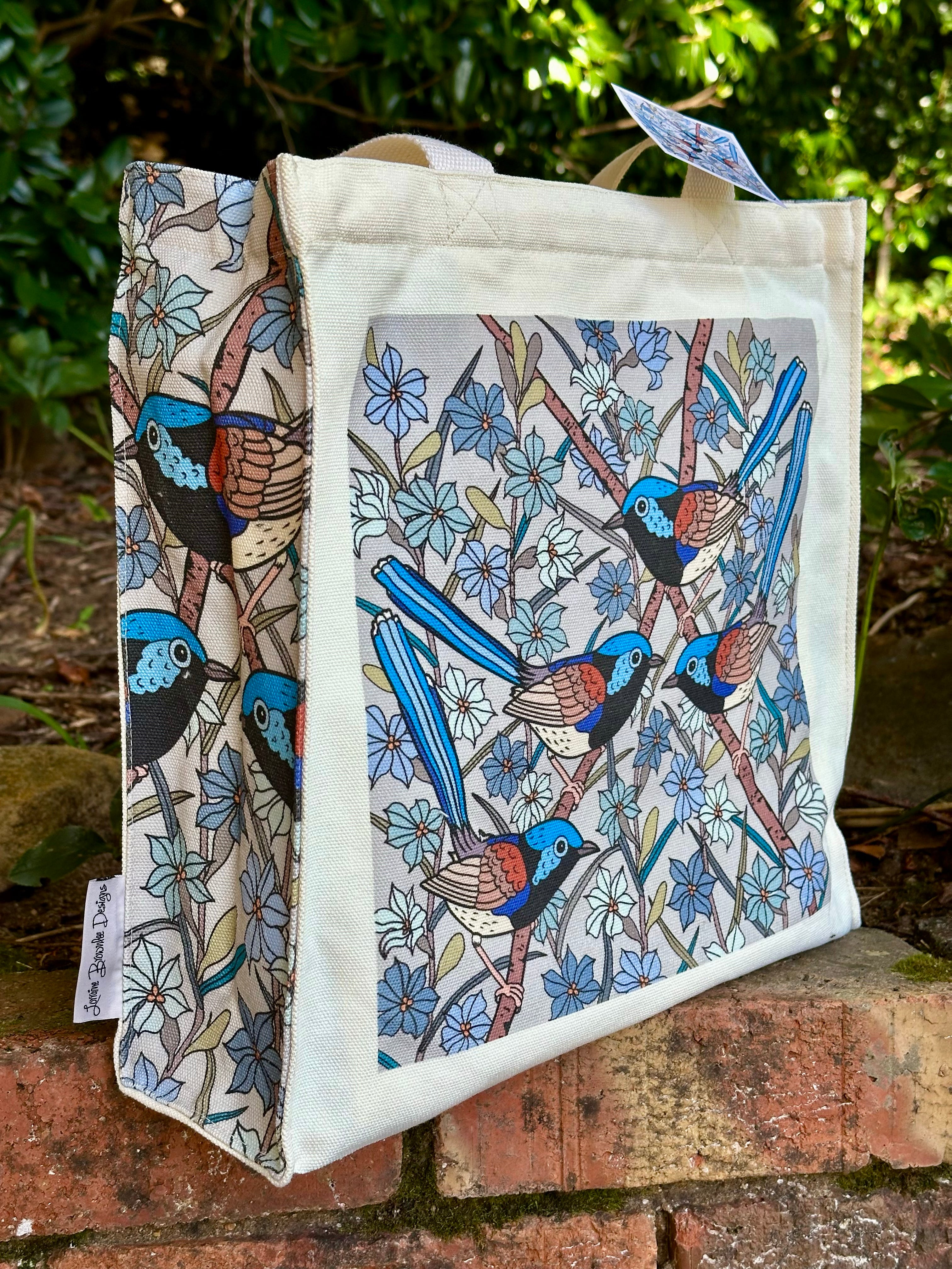 Fairy Wrens Canvas art tote bag - carry or over shoulder
