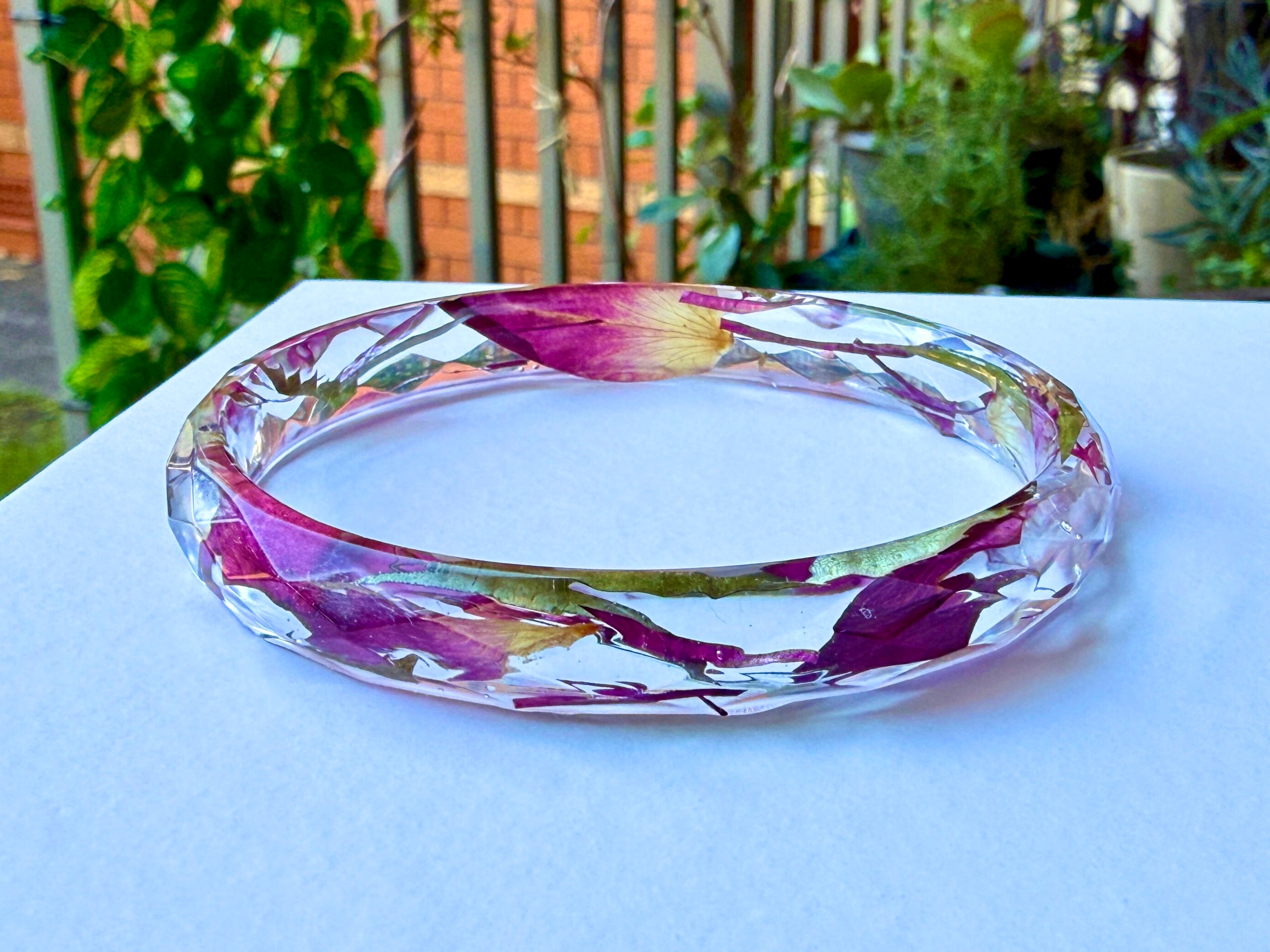 Real Flower Resin Bangle: Pressed Flower jewellery