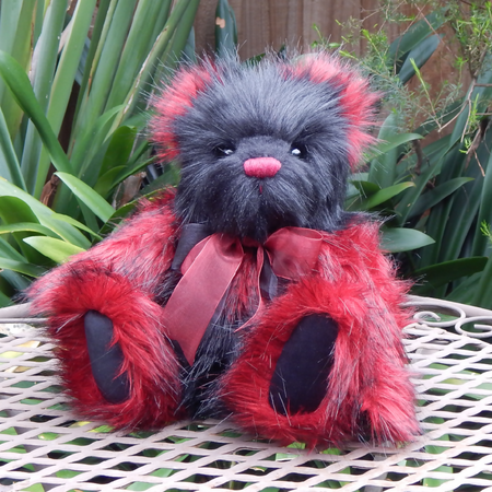 One of a Kind Teddy Bear,Red and Black Bear