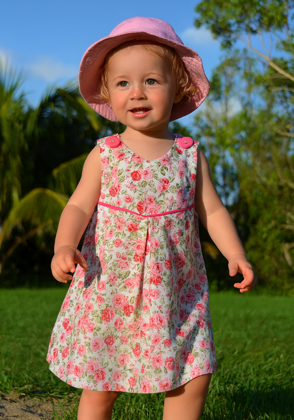 "Vintage Rosebuds" Reversible Pinafore Dress - Size 2 Years