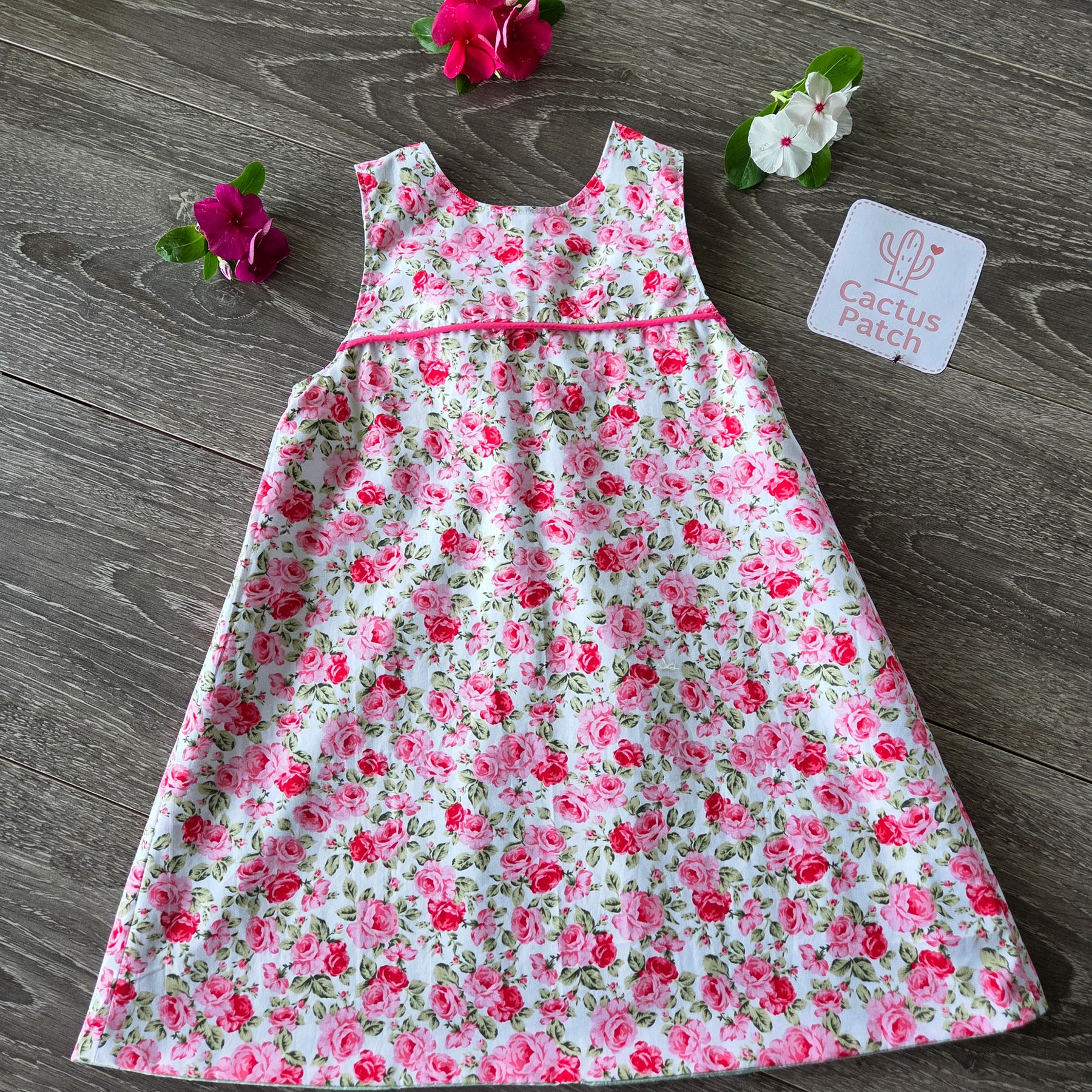 "Vintage Rosebuds" Reversible Pinafore Dress - Size 2 Years