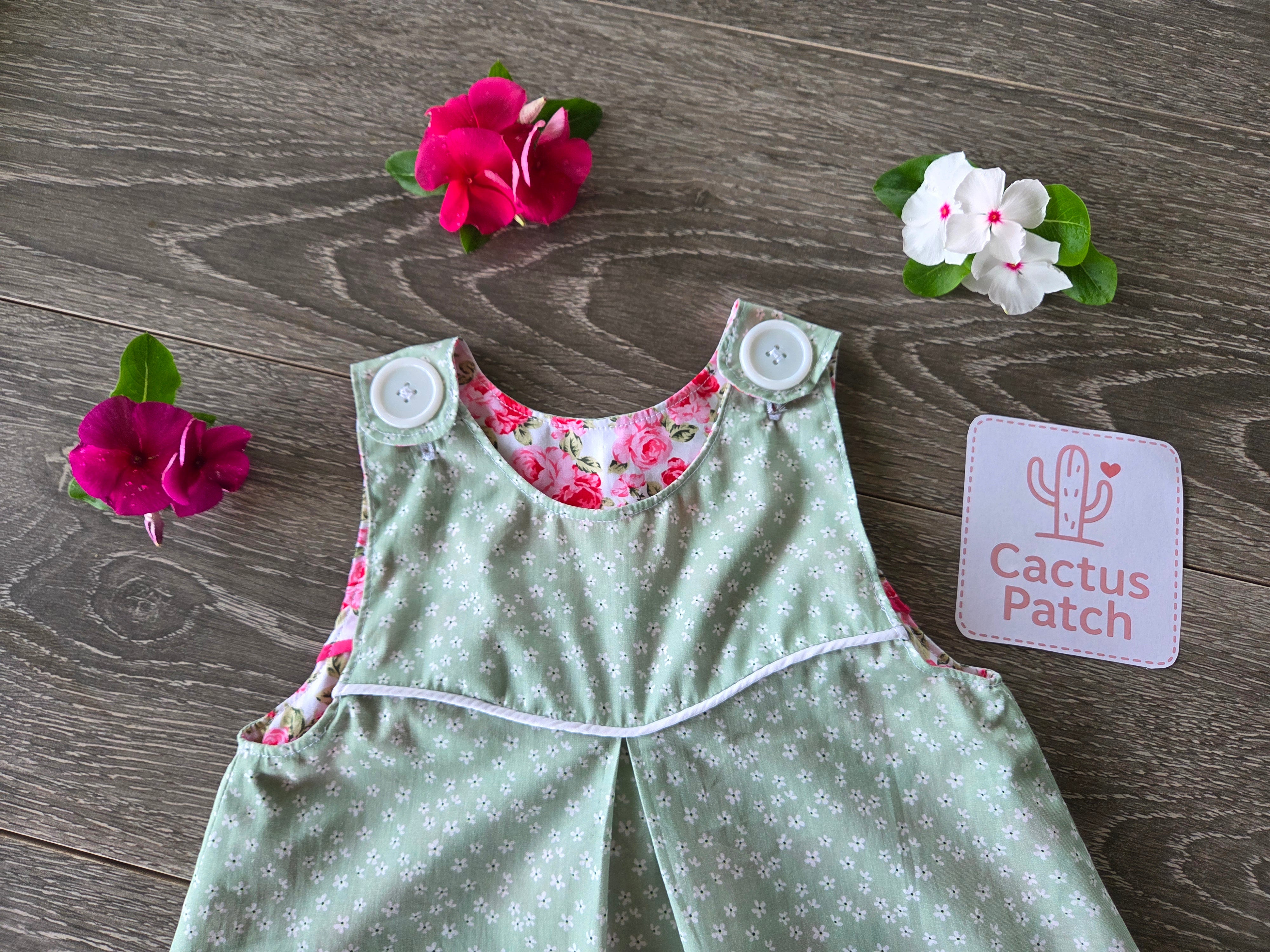 "Vintage Rosebuds" Reversible Pinafore Dress - Size 2 Years